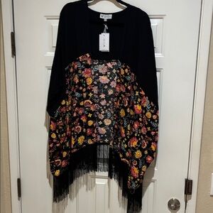 Jessica Simpson Floral Kimono with Fringe